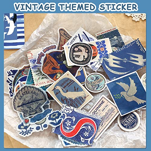 HASTHIP® Paper Scrapbook Stickers Supplies Kit Diy For Journaling Scrapbooking Retro Aesthetic Bullet Junk Journals Notebook Blue 3 PCS