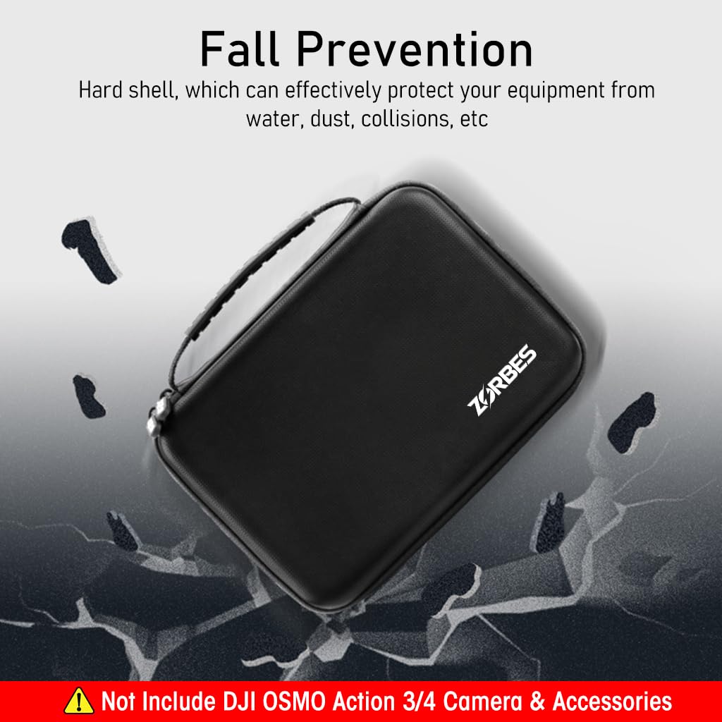 ZORBES Carrying Case for DJI Osmo Action 3 4 5Pro Camera with 8 Compartments and PU Hard Shell | Waterproof Travel Storage Bag