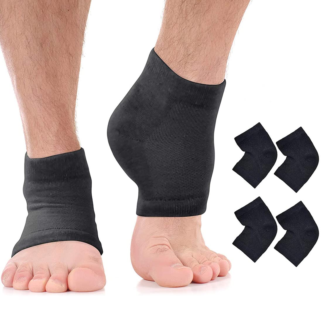 Zibuyu Foot Support for Pain Relief featuring Soft Gel Heel Socks with Breathable Mesh | 2 Pairs