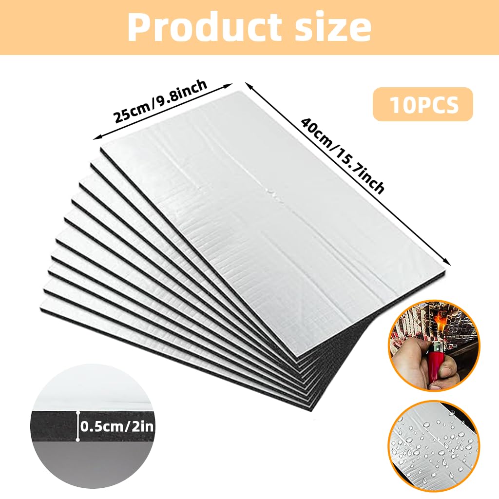 STHIRA Noise Dampening Mats for Cars with 5mm Foil Foam Layer | 30PCS Self-Adhesive Sheets 40x25cm