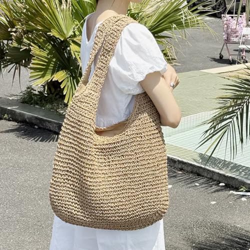 PALAY® Straw Beach Bag for Women Summer Woven Tote Shoulder Handbags Boho 2PCS