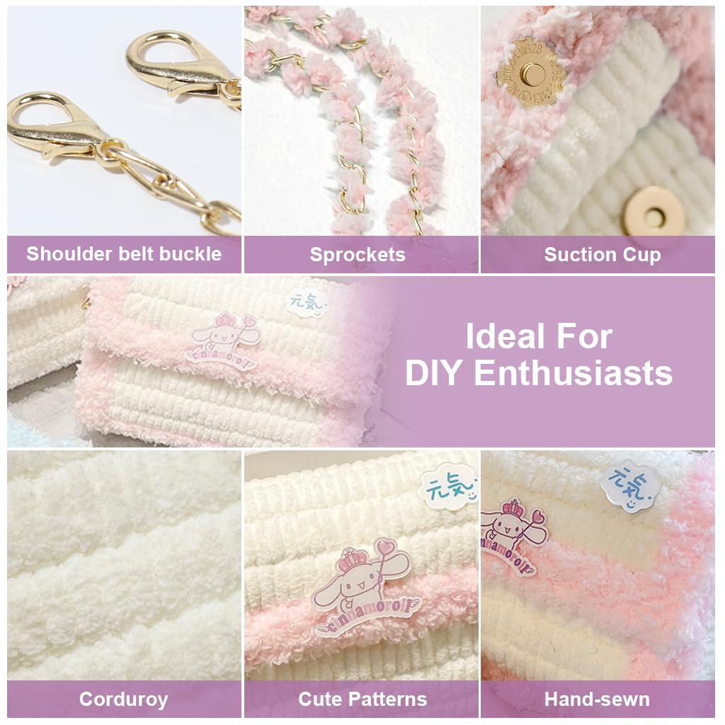 HASTHIP Plastic Mesh Canvas Sheets for DIY Kawaii Cinnamoroll Bag with Chenille Yarns | Embroidery and Crochet Craft Kit