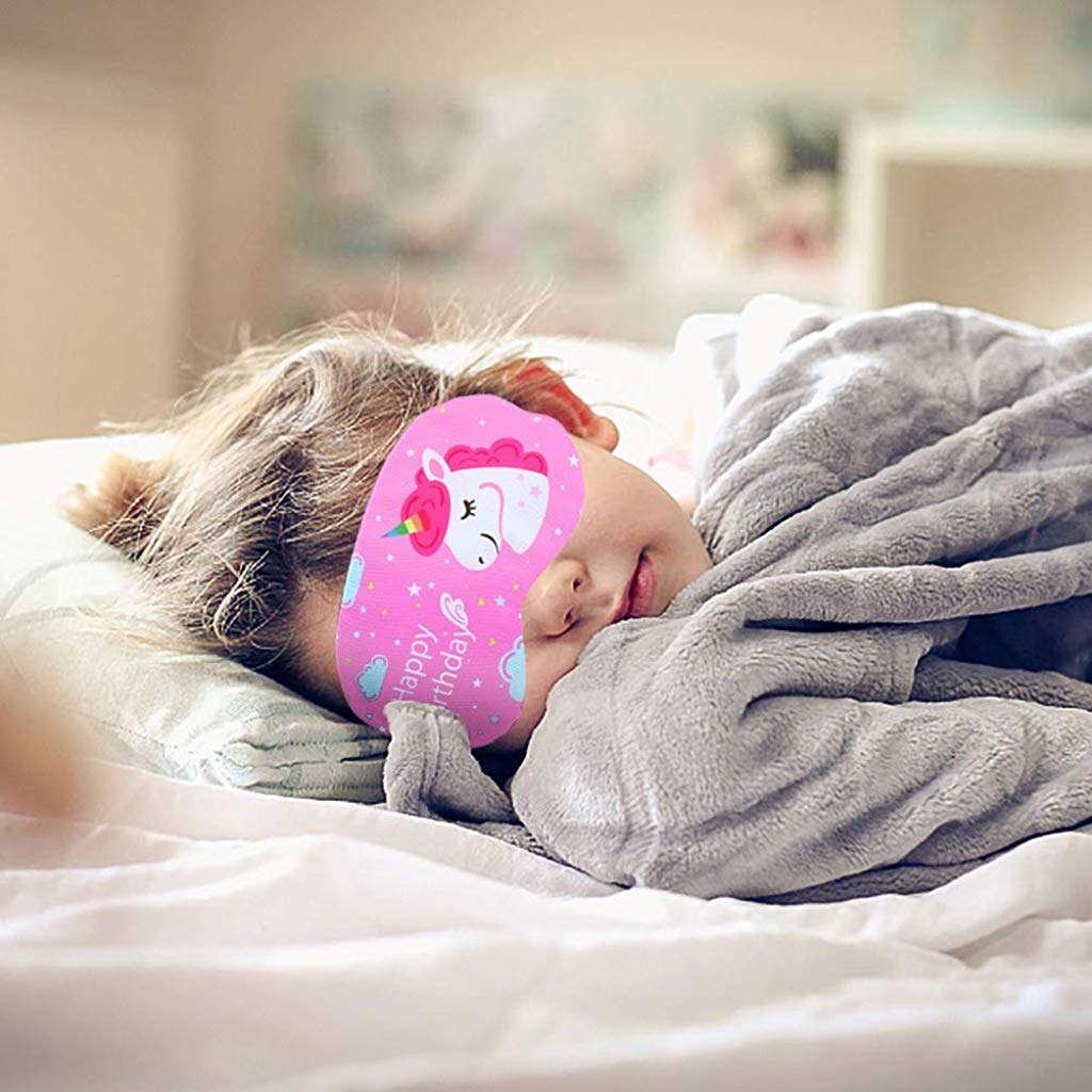 GUSTAVE Sleeping Eye Mask for Travel and Home with Soft Elastic Straps and Plush Material | 5 Piece Unicorn Design for Women and Girls