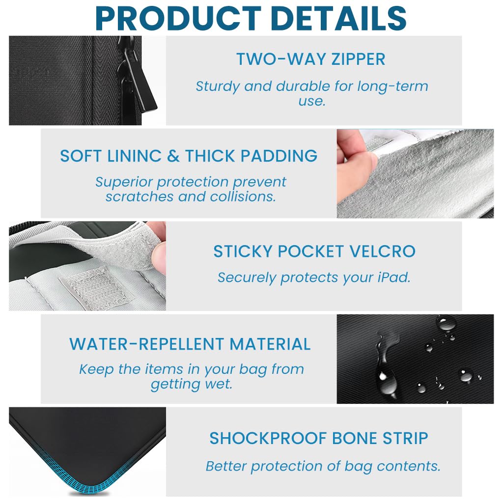 ZORBES Laptop Sleeve Case for 13.6 in MacBook Air featuring Dual Mesh Pockets and Waterproof Nylon