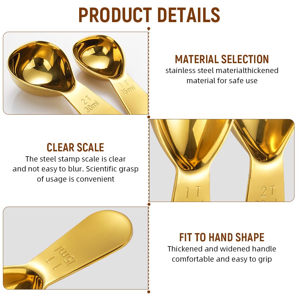 Supvox Measuring Spoons Set for Kitchen with Etched Marks 2 Pcs 15ml and 30ml Stainless Steel
