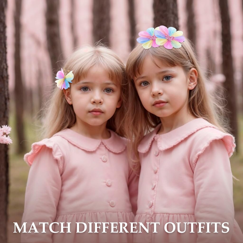 PATPAT Hair Clips Set for Girls with 6 Pieces at 2.2 in Featuring Butterfly and Flower Designs