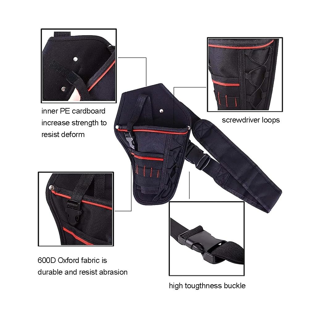 ZIBUYU Hardware Tool Bag for Electrician, Oxford Cloth Tools Storage Pouch Holder Belt Waist Bags, Multi-Pocket Organiser with Adjustable Belt for Wrench Hammer Screwdriver T Handle Drills