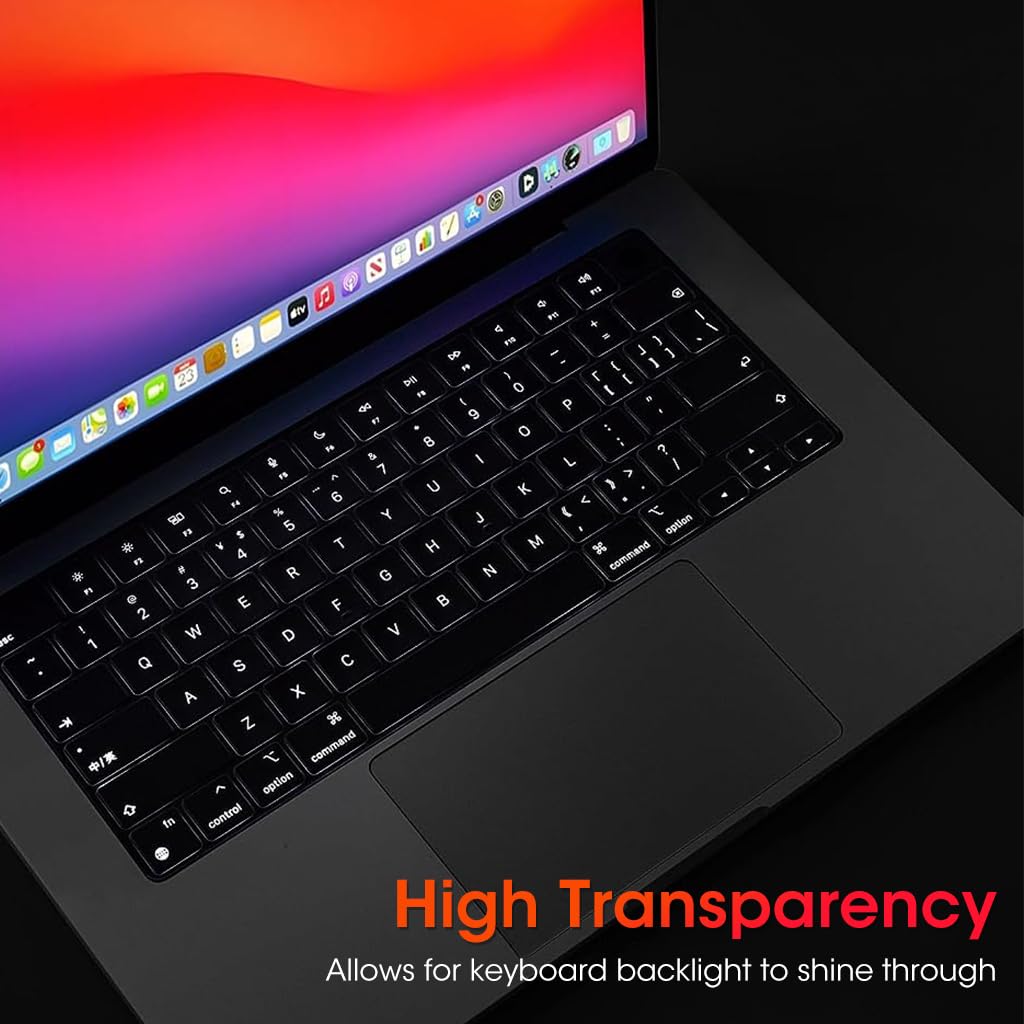 ZORBES Keyboard Cover for MacBook Air M2 15.3 and 13.6 inch featuring 0.13mm ultra thin clear TPU protection
