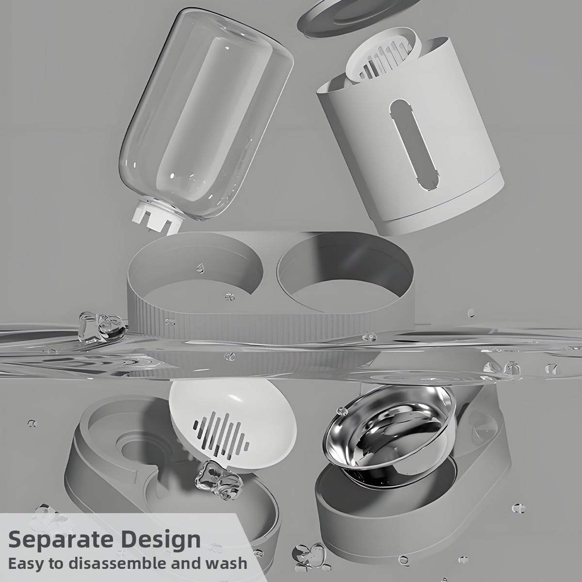 Qpets Dog Cat Feeder for Automatic Food and Water with 2.3L Capacity | No Jam Design