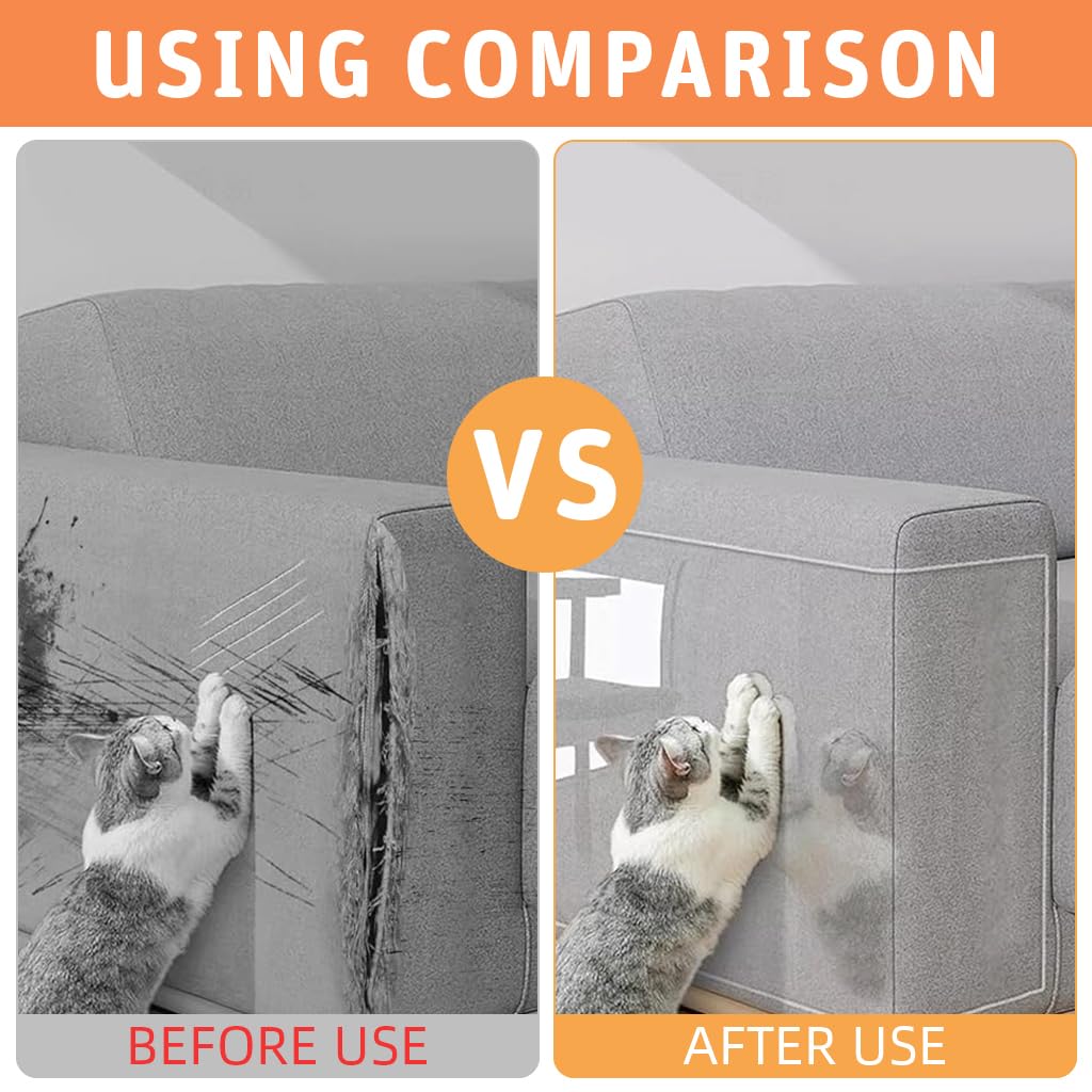 Qpets Cat Scratcher Tape for Furniture Protection with 0.12mm Thickness 45x300cm | Transparent Residue-Free Couch Shield