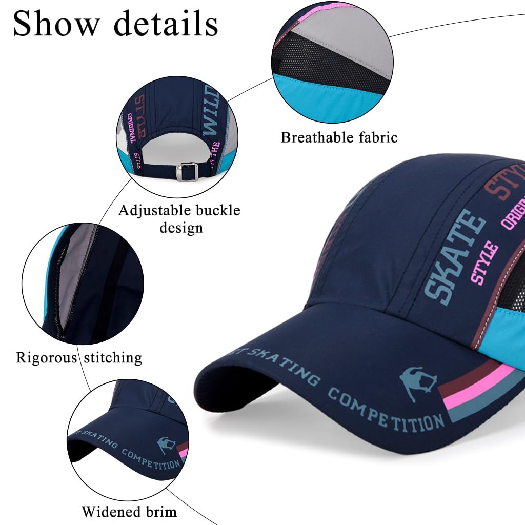 Venzina Sport Cap for Outdoor Activities with Adjustable 56–60 cm Fit and UV Protection | Quick Dry Blue Polyester Hat for Men and Women