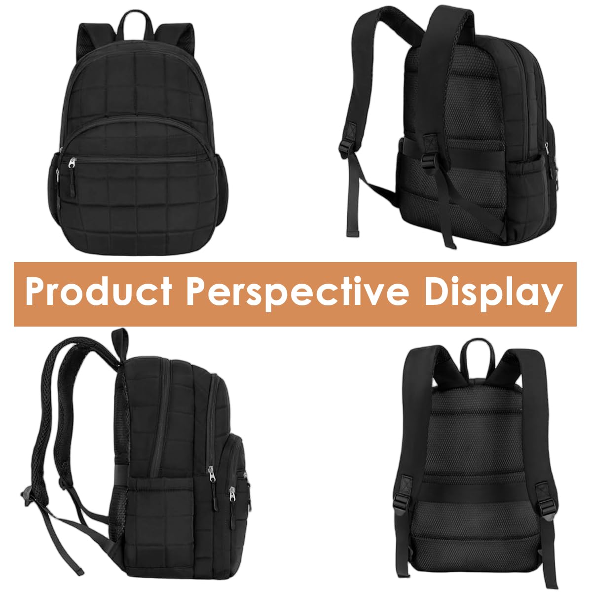 PALAY Backpack Bag for Travel and College with 15.6 Inch Laptop Compartment | Quilted Black Design for Men and Women