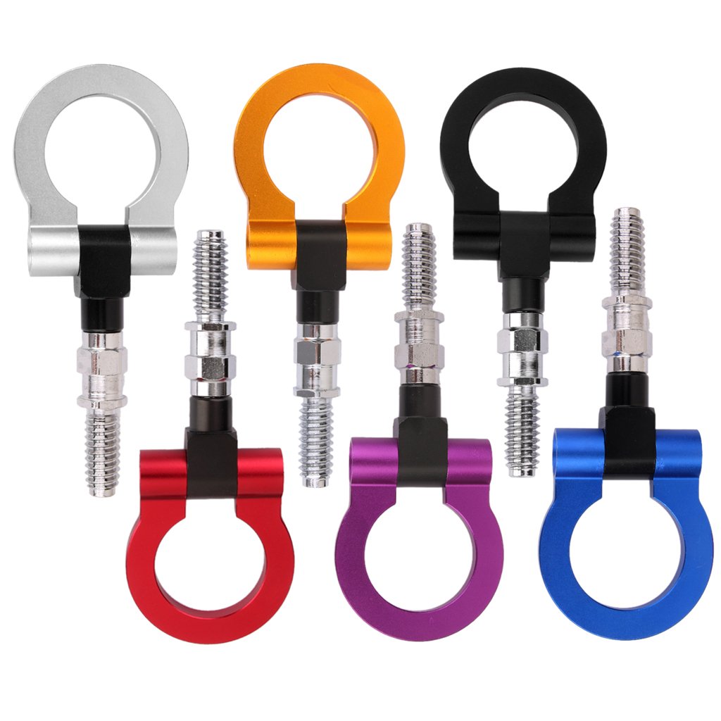 Aluminum Anodized Racing Tow Hook for Front or Rear with Screw‑on Design in Red | Imported