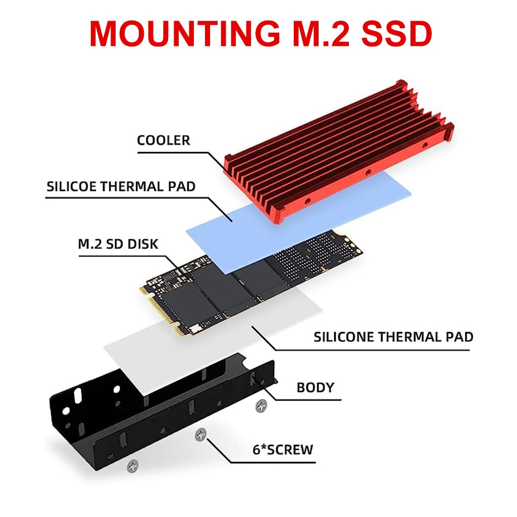 ZORBES® M.2 SSD Heatsink, Aluminum M.2 2280 SSD Heatsink with Thermal Silicone Pad for PC / PS5 M.2 PCIE NVMe SSD or M.2 SATA SSD, Black