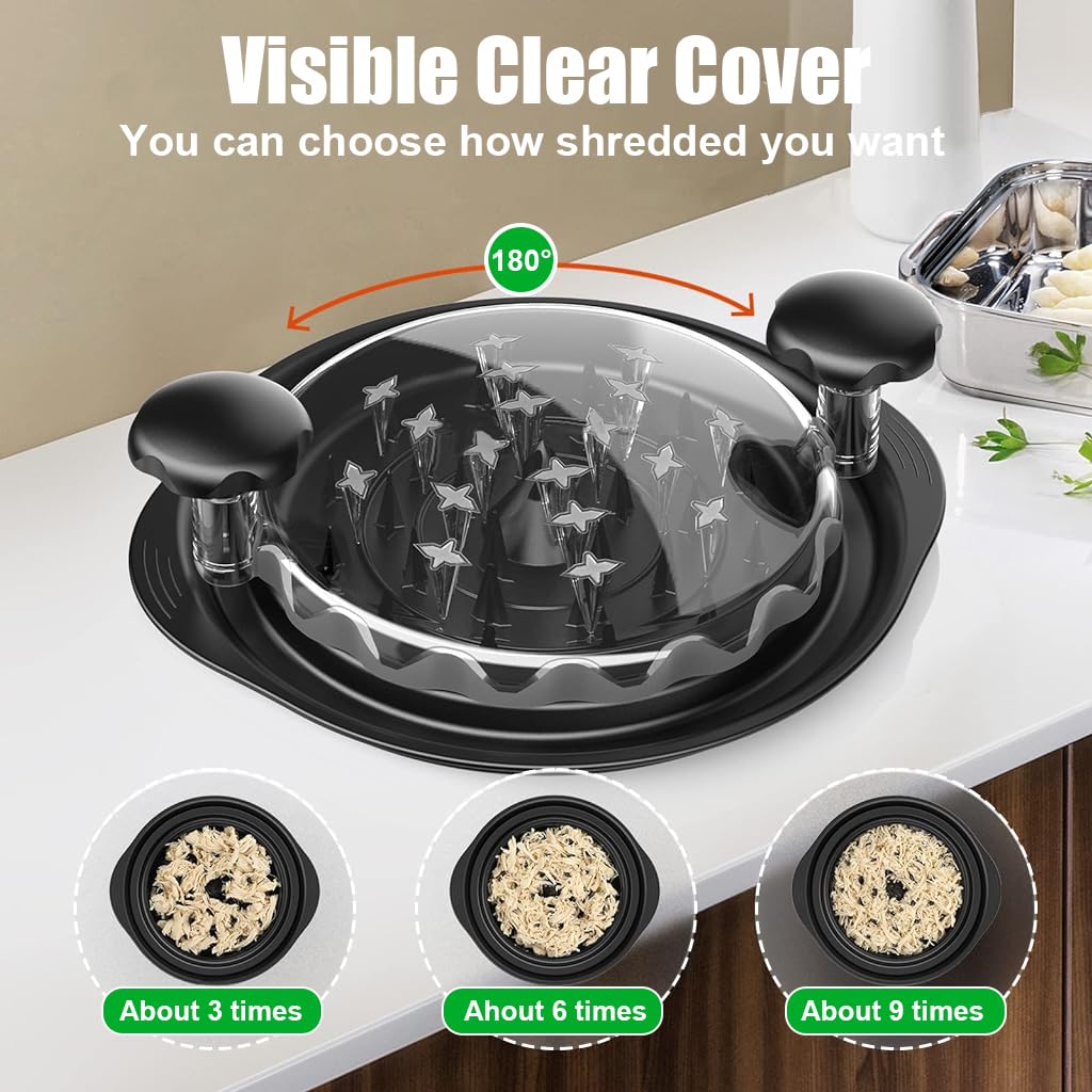 Supvox Chicken Shredder for Quick Meal Prep with 10.8 in Bowl and Ergonomic Handle | BPA-Free Black