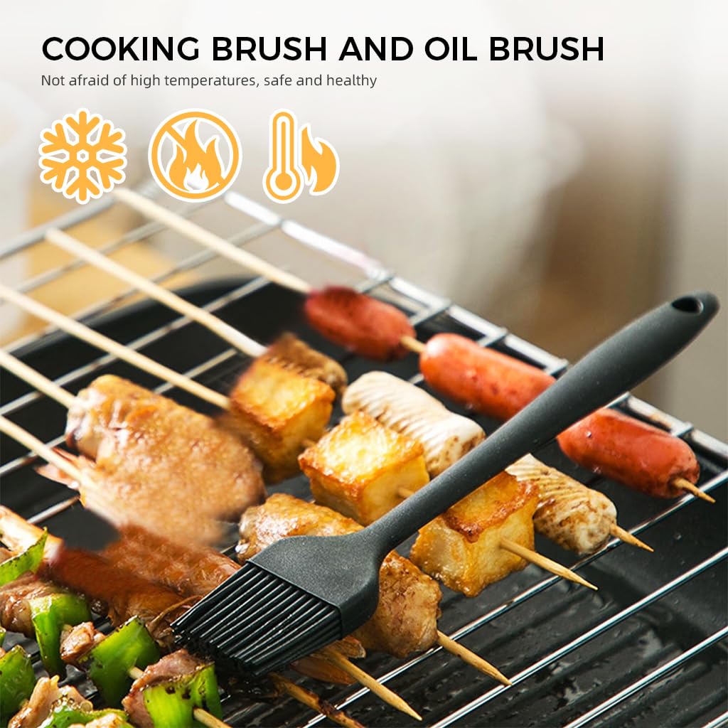HASTHIP Silicone Oil Brush for Cooking and BBQ with 10.6 in Handle | 2Pcs Food Grade Heat Resistant Set