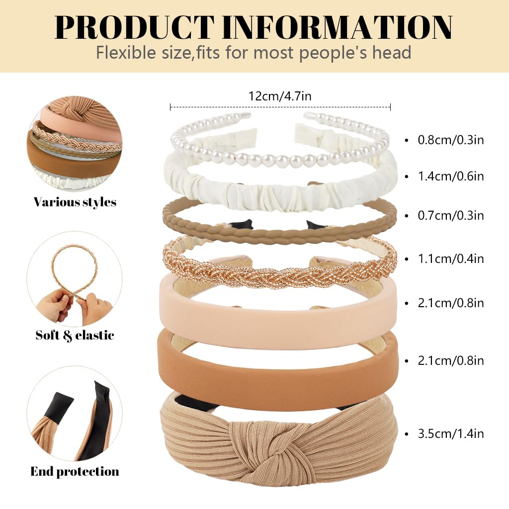 MAYCREATE Headbands for Women and Girls featuring 7pcs Multi Style Non Slip Design | Fashion Hair Accessories Set