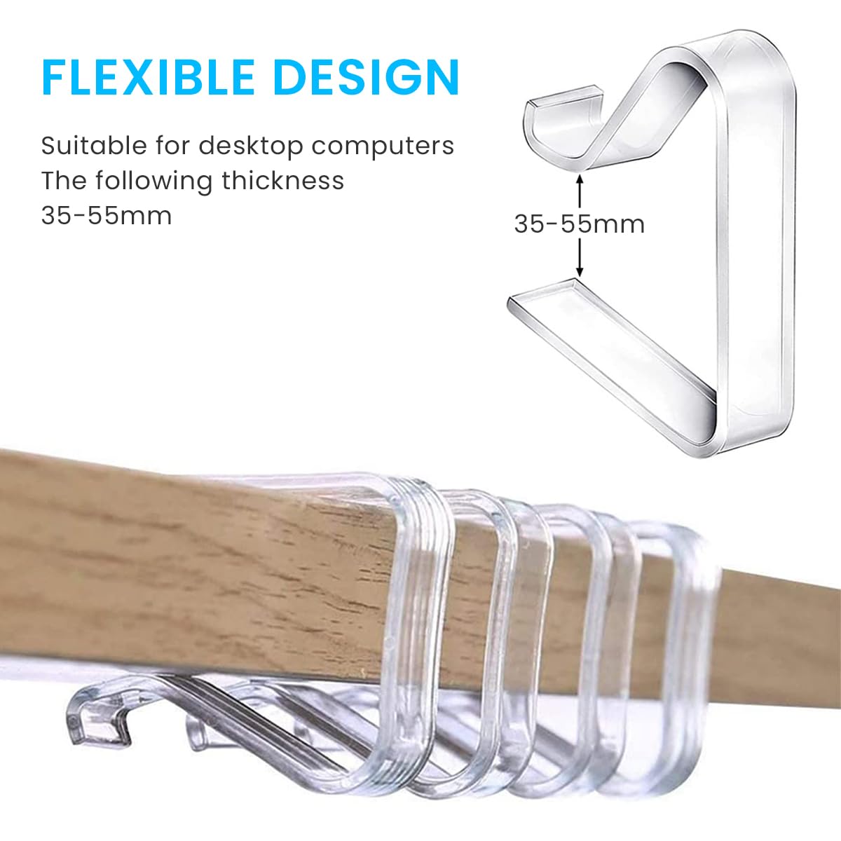 Supvox Tablecloth Clips 8 Pack for 35–55mm Tables with Arc-Shaped Non Slip Clamp | Clear