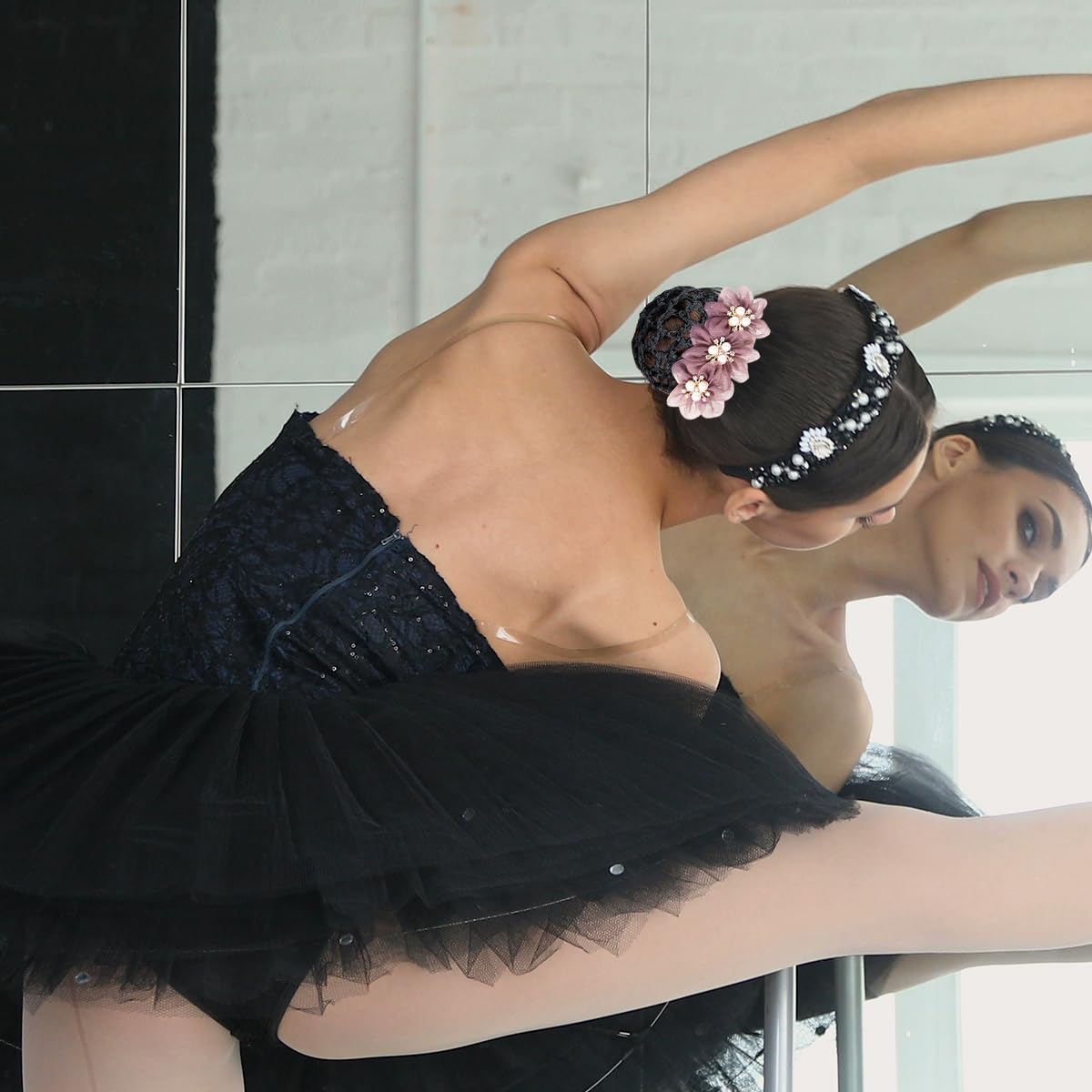 MAYCREATE Hair Bun Accessories for Women featuring Alloy Spring Clip and Pearl Mesh Design | Ideal for Work and Dance Styles