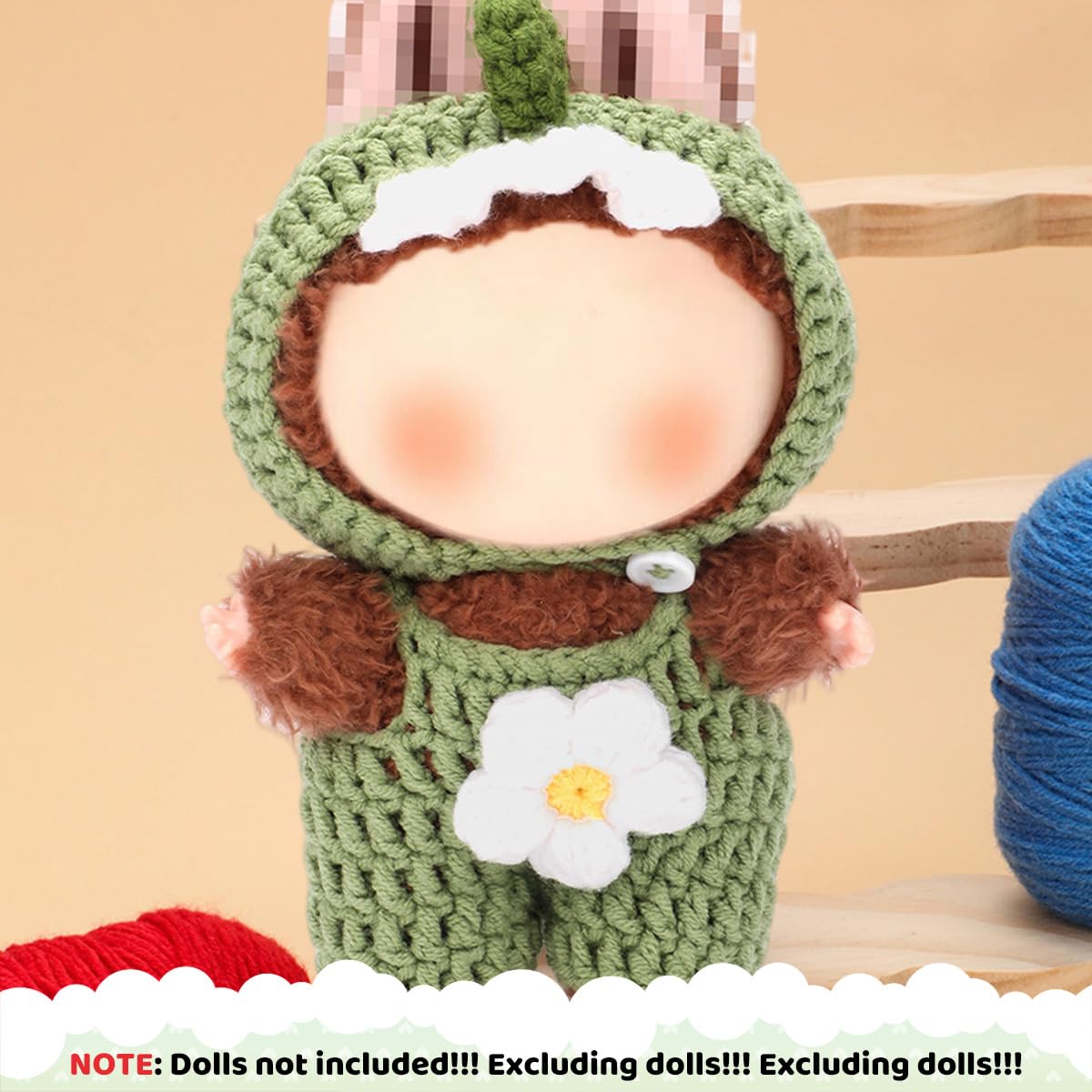 Fancyku DIY Crochet Kit for 4 Inch and 6 Inch Figures with Step by Step Guide | Cartoon Dinosaur Jumpsuit Craft Set