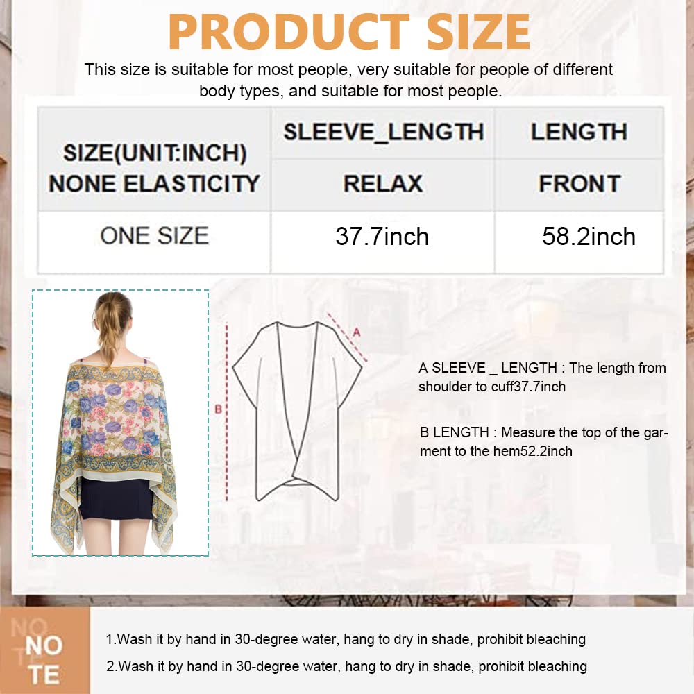PALAY Coverups for Beach Wear featuring Floral Print and Button Closure 148×96cm Chiffon Shawl for Women