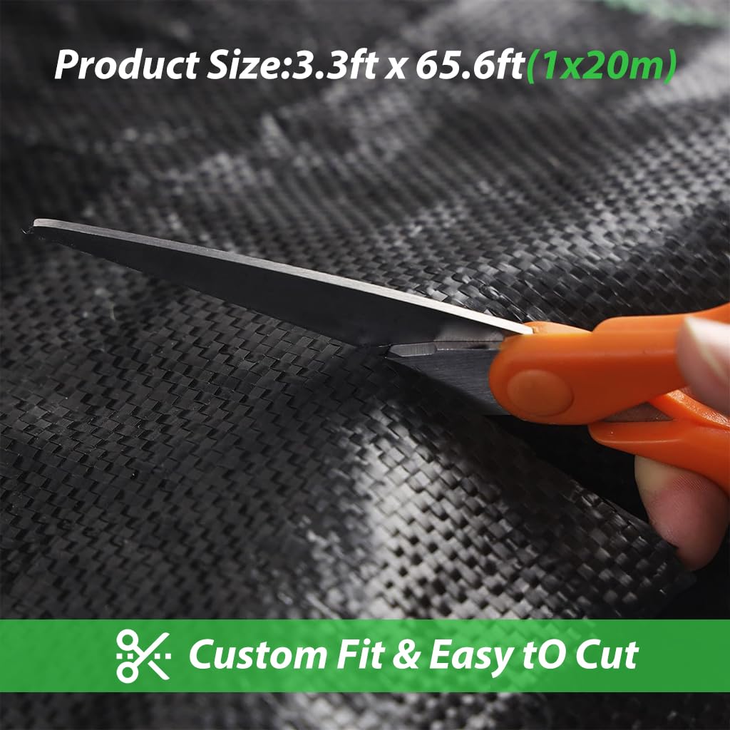 HASTHIP Weed Barrier Fabric for Garden and Pathway 3.3ft x 65.6ft | Permeable UV‑Resistant Design