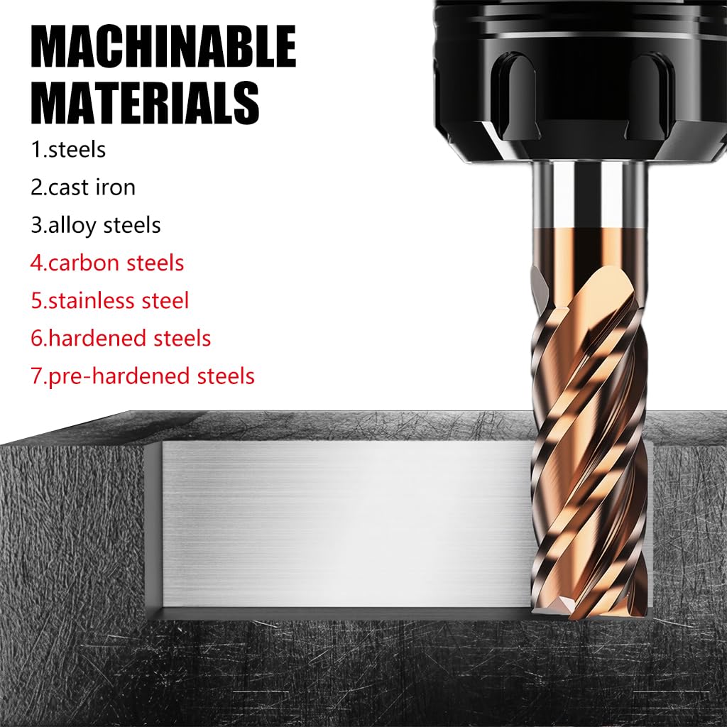 Serplex Carbide End Mill Cutter Set for CNC Machining with 4 Flutes and Tungsten Steel | 5 Pcs