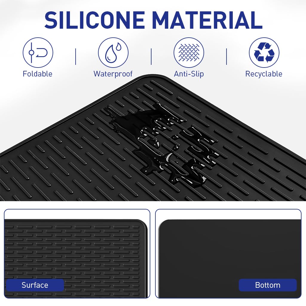 Supvox Electric Stovetop Protector Mat - Stove Top Cover for Electric Stove, Silicone Stove Mat for Glass Top Stove, Glass Cooktop Protector, Dish Drying Mat for Kitchen (Black, 27.9x20 Inches)