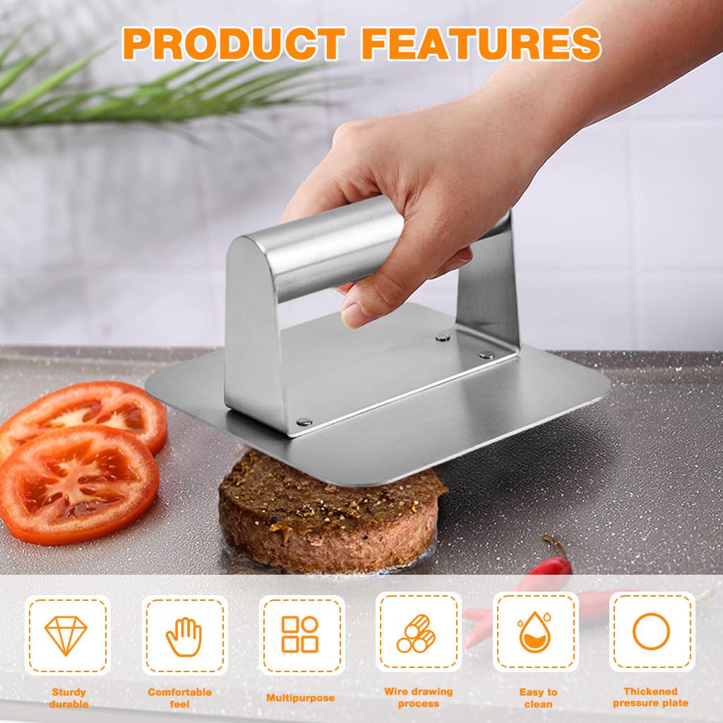 Supvox Burger Press for Homemade Patties featuring 14×7.5 cm Square Plate and Ergonomic Handle