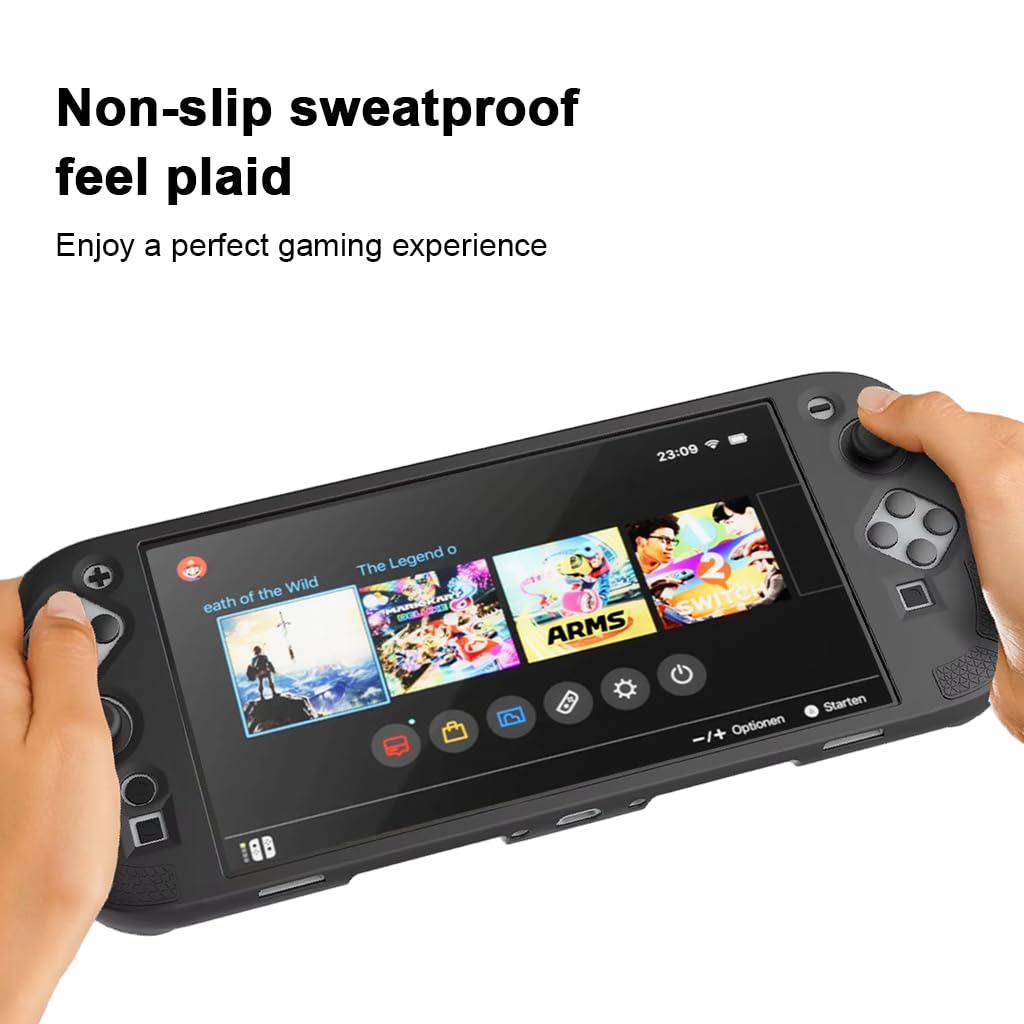 ZORBES Silicone Cover Case for Nintendo Switch 2 with Kickstand and Anti Slip Grip | Black Protective Dockable Skin