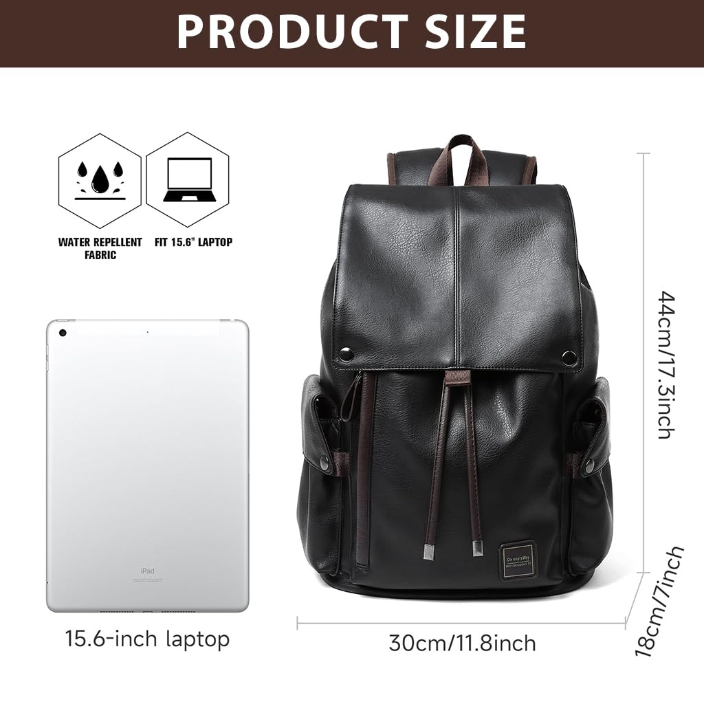 GUSTAVE Laptop Backpack for Business and Travel with 15.6‑Inch Storage | Sleek PU Black