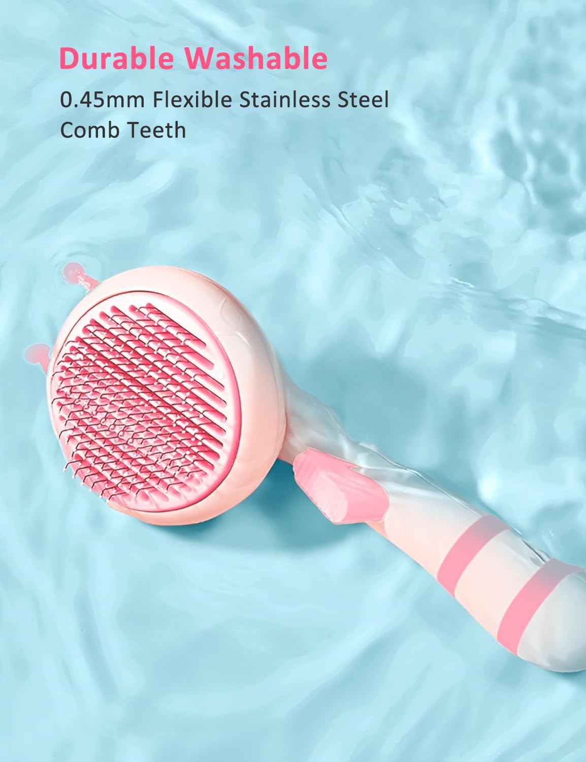 Venzina Hair Brush for Dogs and Cats featuring 3.3 in Slicker Design with One Click Cleaning | Stainless Steel Teeth and Non Slip Handle