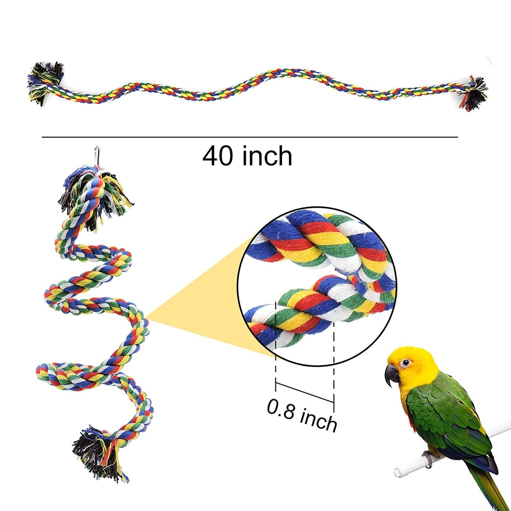 ZIBUYU Birds and Parrot Toy for Exercise with 1m Rope Perch and Steel Core | Colorful Swing