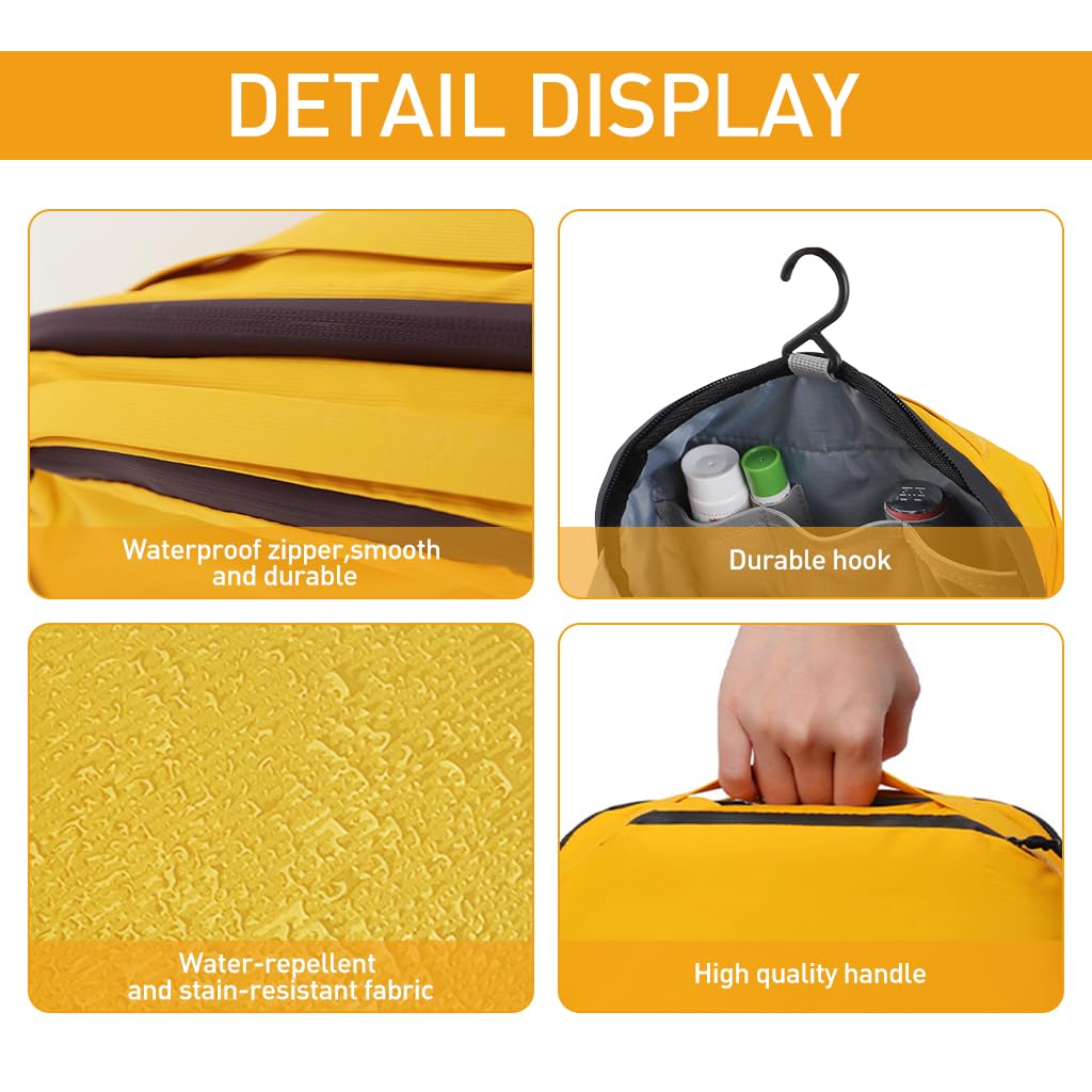 ZIBUYU® Utility Pouch Bag Multi-layer Large Capacity Waterproof Organizer Zipper Pouch with Handle Multi-purpose Storage Pouch Travel Data Cable Organizer Bag Toiletry Bag, Yellow