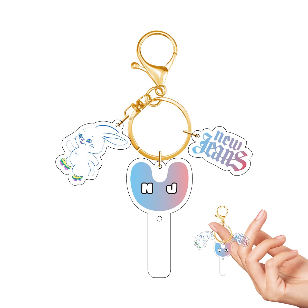 HASTHIP® Creative Cartoon Keychain K-Pop Girls Group Newjeans Merchanidise Cartoon Acrylic Bunny Icon Pendent Keychain K-Pop Poloc Style Keychain Golden Keychain Gift for Fans