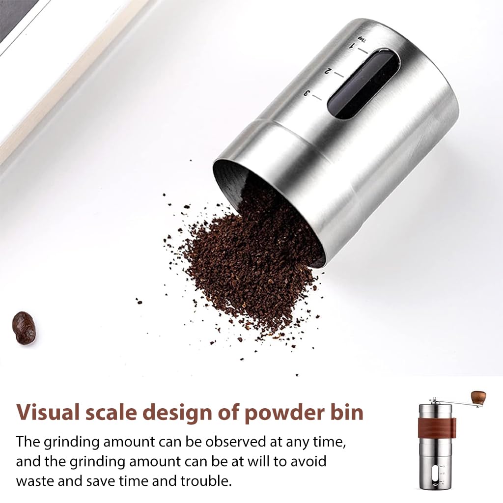 Supvox® Manual Coffee Grinder - Stainless Steel Hand Coffee Grinder Portable Conical Burr Coffee Bean Grinder, Camping, Travel Espresso Coffee Hand Grinder with Hand Crank