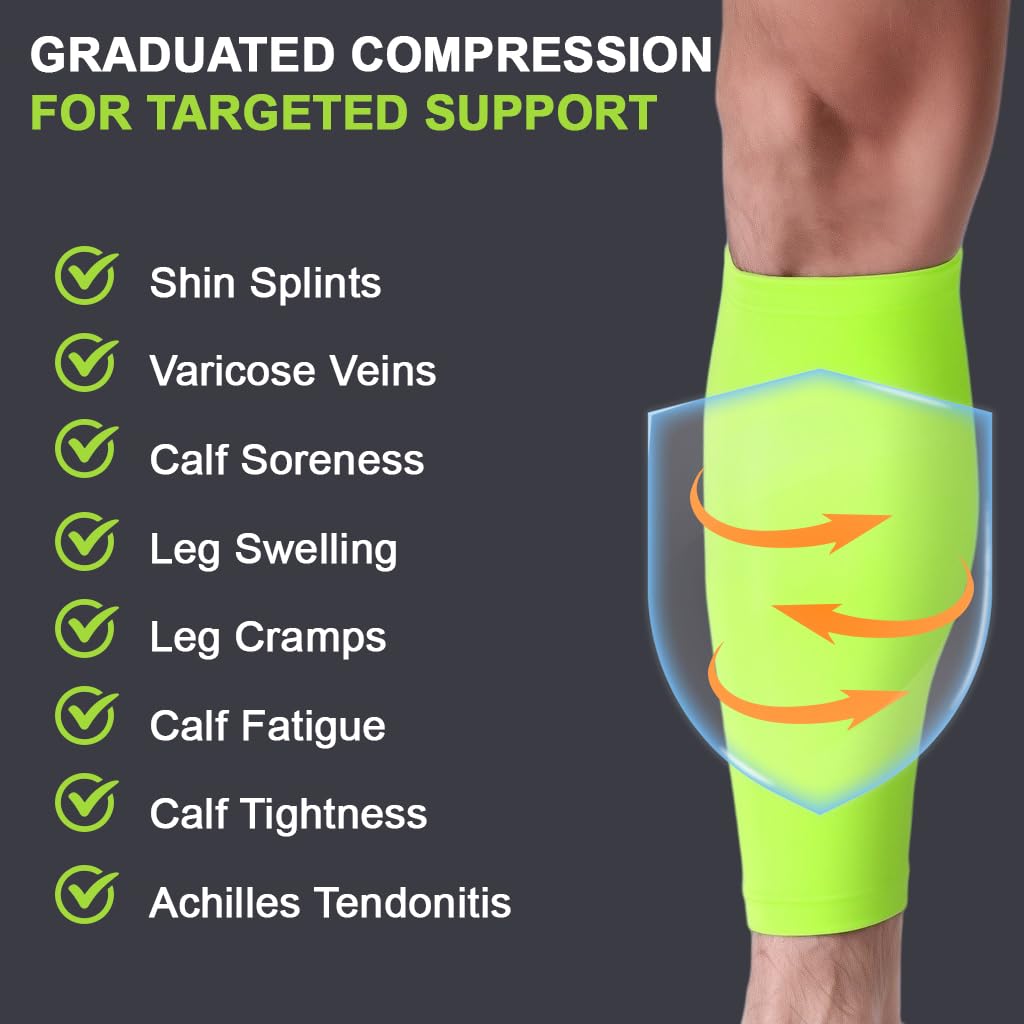 Proberos Calf Compression Sleeves for Running & Cycling with Anti Slip Silicone | Ice Silk Breathable Support for Men and Women