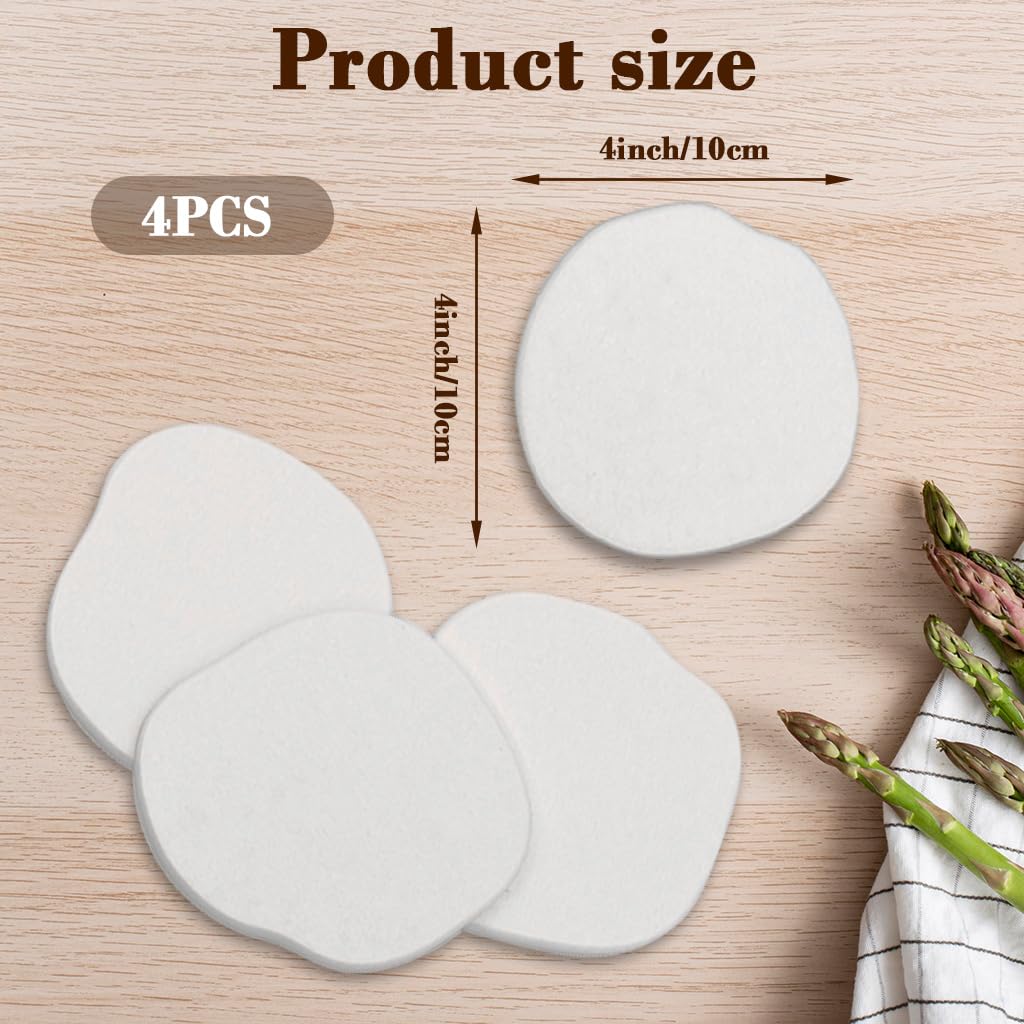 ZIBUYU Cup Coaster Set for Home and Office with Anti Slip Base and Diatomaceous Absorption | 4Pcs White Irregular Design