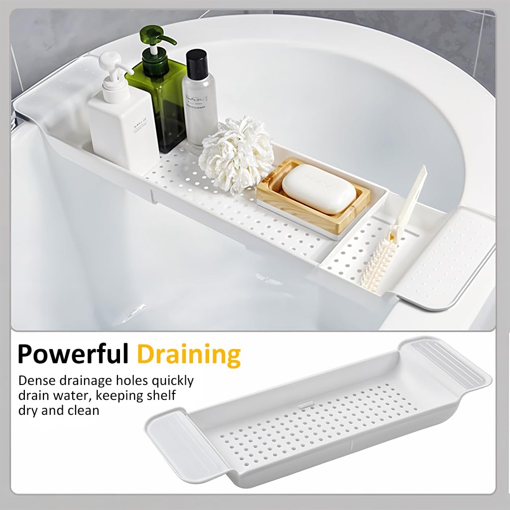 HASTHIP Expandable Bathtub Tray for Relaxing Baths featuring Adjustable 21–30 in Design | Plastic Organizer for Soap and Accessories