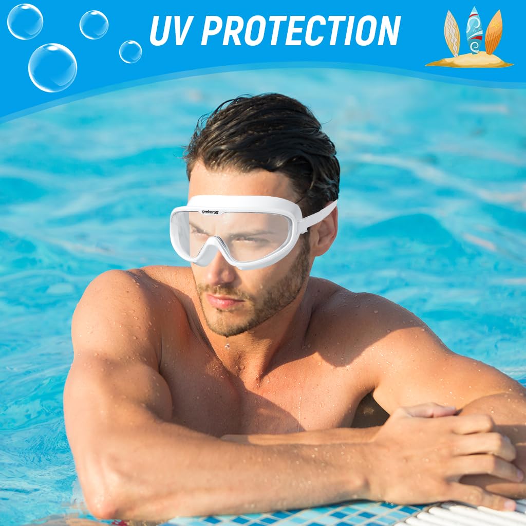 Proberos Swim Goggles for Men and Women with Anti-Fog UV400 Clear Lens | 3PCS Set