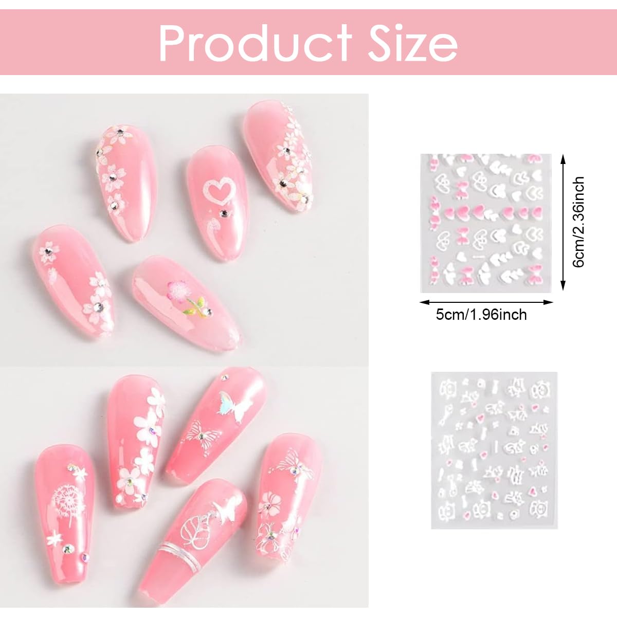 MAYCREATE Flower Nail Art Stickers for Easy Peel and Stick Application | 30 Sheets 3D Self Adhesive Floral Decals