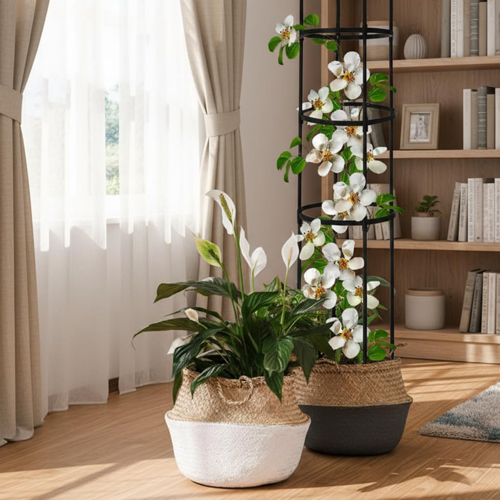 HASTHIP Climbing Trellis for Garden Plants with 145cm Obelisk Structure and Owl Topper | Decorative Support for Flowers and Ivy