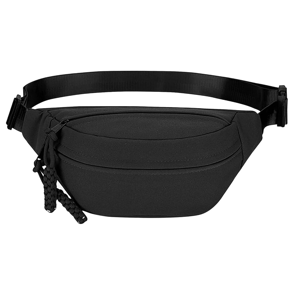 ZIBUYU® Fashion Chest Bag Waist Bag Casual Chest Bag Waterproof Nylon Shoulder Bag Phone Bag Double Layer Day Pack Crossbody Chest Bag Braided Rope Zipper Puller Travel Lightweight Zipper Pouch