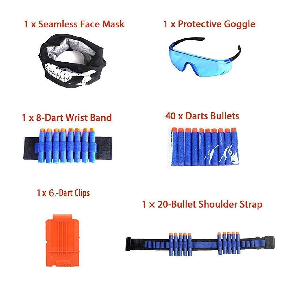 Supvox Tactical Vest Kit Compatible with Nerf Guns N-Strike Elite Series Protective Glasses -Blue (1Set)