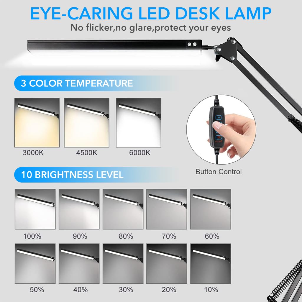 ELEPHANTBOAT LED Desk Lamp for Study and Reading with Dual Power Ports & Touch Control | 1200mAh Rechargeable Folding Bar Light