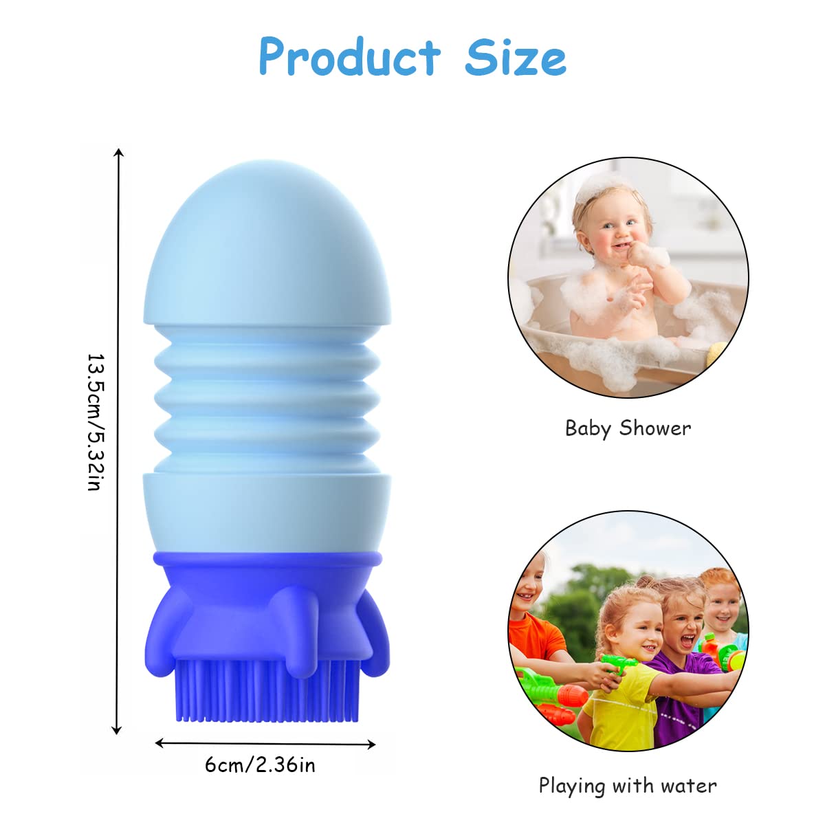 PATPAT Silicone Bath Toy for Toddlers with Rocket Water Spray and Bristle Brush Base | Blue