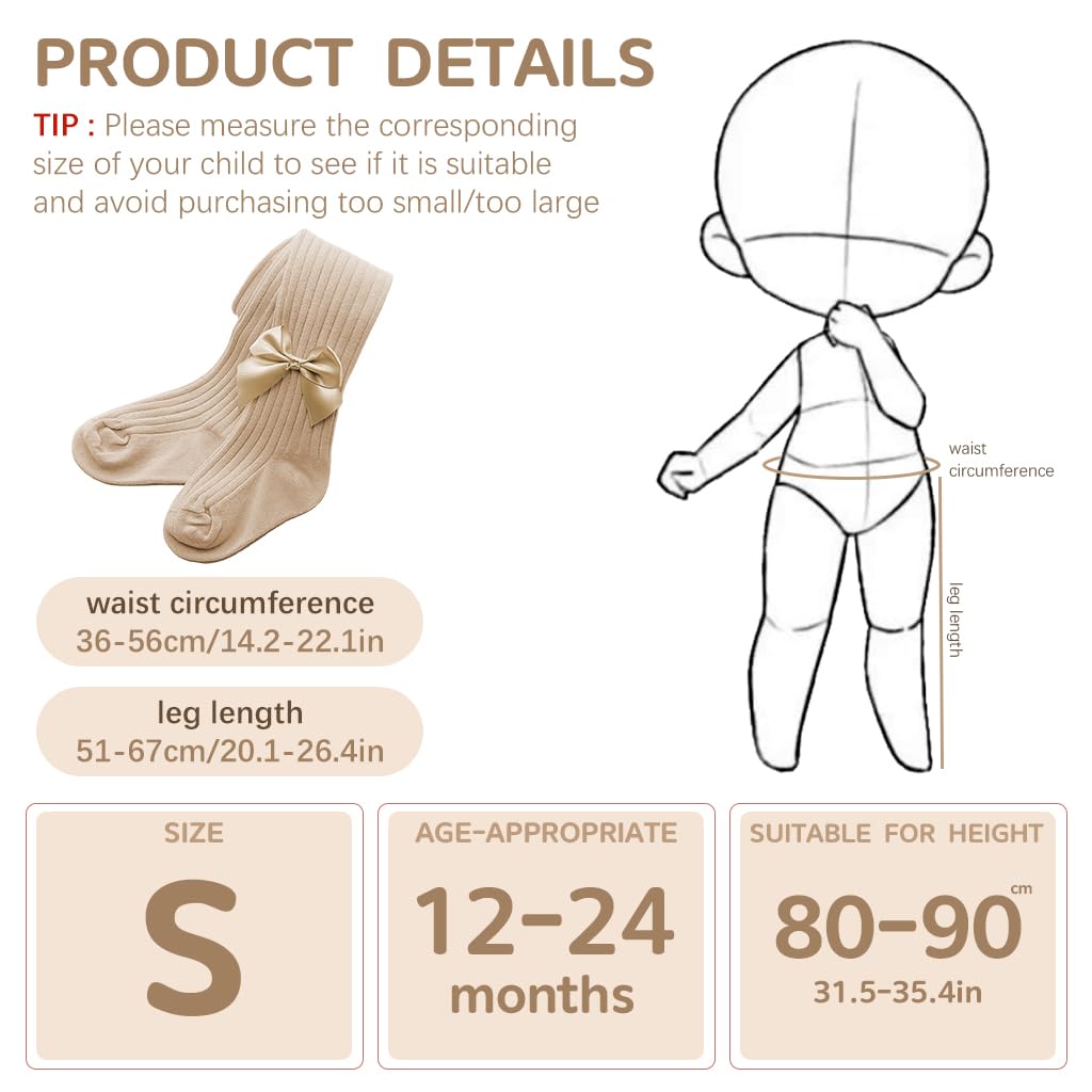 SNOWIE SOFT Baby Leggings for Girls 12–24 Months with Bow Design and Elastic Waist | Winter Cotton Tights