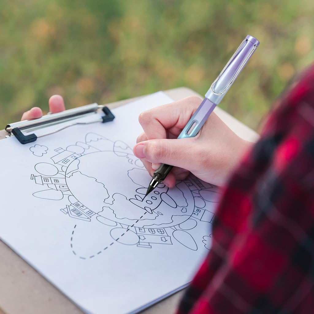 Climberty Infinity Pencils for Writing and Drawing with 0.5mm HB Nibs and Built‑in Eraser | 6 Reusable Inkless Pencils for Kids and Adults