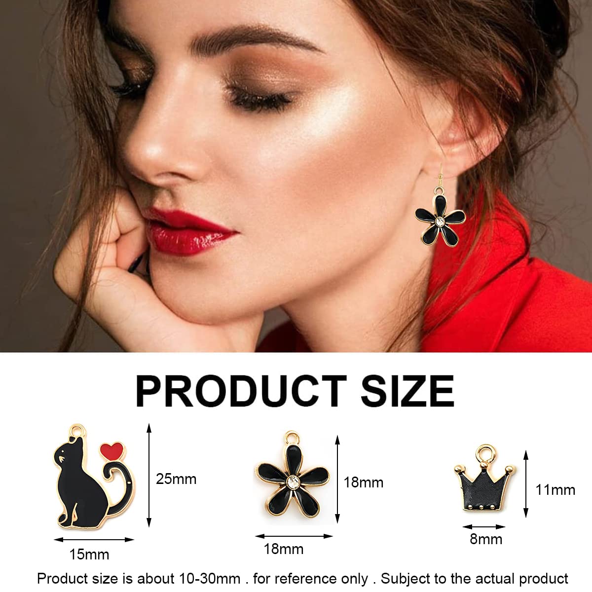 MAYCREATE Enamel Charms for Jewellery Making with Hanging Hole Design 30 pcs Gold Plated | DIY Earrings and Bracelet Craft Kit