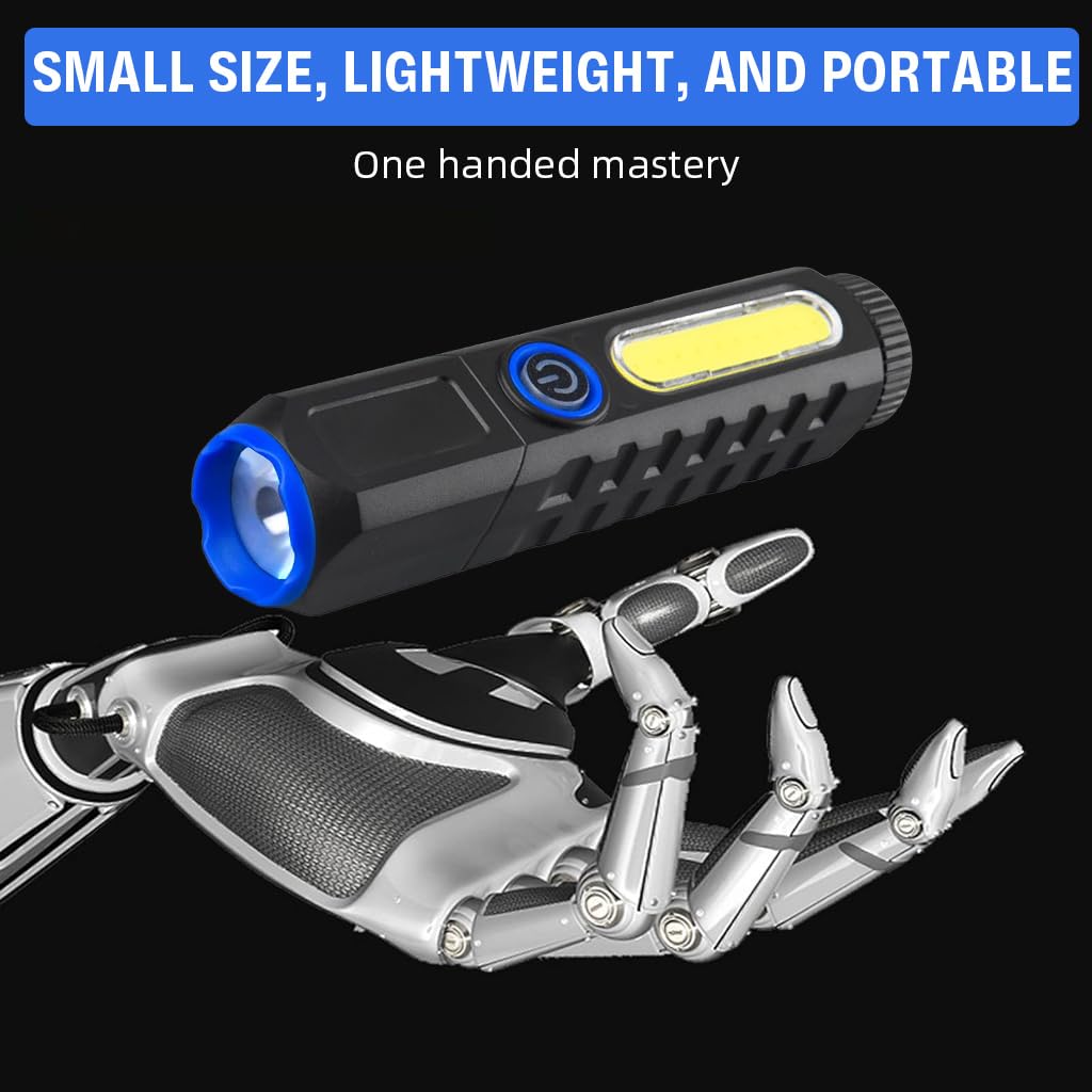ELEPHANTBOAT USB Flashlight for Outdoor and Work Use with Magnetic Base | 4 Lighting Modes